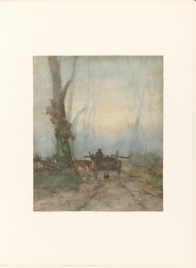 Wózek rolnika na leśnej drodze autorstwa Johan Hendrik Weissenbruch (signed by artist)