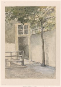 Widok na dziedziniec z pracowni artysty przy Kazernestraat w Hadze autorstwa Johan Hendrik Weissenbruch (signed by artist)