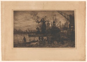 Widok na port w Rotterdamie autorstwa Johan Hendrik van Mastenbroek (signed by artist)