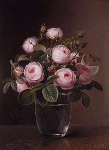 Róże w szklanym wazonie, 1842