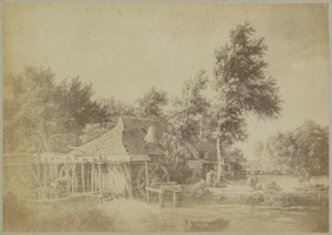Reprodukcja fotograficzna obrazu „Młyn wodny” Meinderta Hobbema Muzeum Amsterdamu. Meinderta Hobbemę. - Woda Le Moulin. (tytuł na obiekcie) autorstwa Johan Marinus Schalekamp