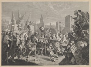 Triumfalna procesja Dawida po walce z Goliatem autorstwa Johan Martin Preisler