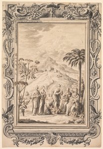 Ilustracja i projekt obramowania do Biblii Kupfera-Bibela z miedzi, ok. 1930 r. 1730. autorstwa Johan Melchior Füssli