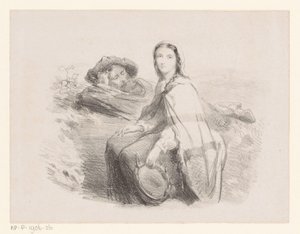 Leżący mężczyzna i kobieta z tamburynem autorstwa Johan Michaël Schmidt Crans (attributed to)