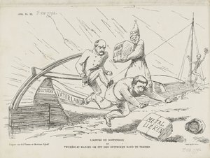 Karykatura o Bismarcku i Związku Niemieckim, 1866 Limburgia i Austria czyli dwa sposoby na opuszczenie Związku Niemieckiego (tytuł na obiekcie)