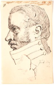 Brat artysty Christen Carl Lundbye, popiersie, profil t.v. Powyżej luźny szkic tej samej osoby widziany w połowie z góry. autorstwa Johan Thomas Lundbye