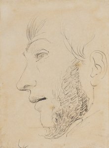 Portret mężczyzny z profilu w lewo, widziany od dołu autorstwa Johan Thomas Lundbye