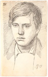 Portret młodego mężczyzny, jedna twarz autorstwa Johan Thomas Lundbye