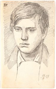 Portret młodego mężczyzny, jedna twarz autorstwa Johan Thomas Lundbye