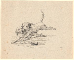 Bójka. Ilustracja do "Bajek dla dzieci" Kaalunda. Zobacz komentarz z katalogu arkuszy. autorstwa Johan Thomas Lundbye