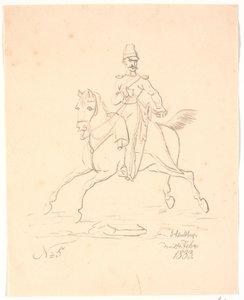 Żołnierz na koniu, twarzą w lewo autorstwa Johan Thomas Lundbye