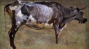 Badanie krowy autorstwa Johan Thomas Lundbye