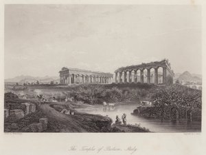 Świątynie Paestum, Włochy (rycina) autorstwa Johan Wolfensberger