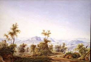 Widok na Ateny z Partenonem w oddali autorstwa Johan Wolfensberger