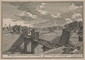 Widok na Wöhrder Türlein w Norymberdze od strony zachodniej autorstwa Johann Adam Delsenbach