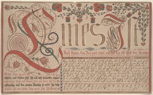 Ćwiczenie pisania Vorschrift dla Esther Hadmänn, Fraktur Malowanie piórem i atramentem z toaletą na papierze autorstwa Johann Adam Eyer