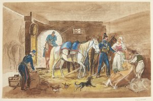 Kawalerzyści w stajni autorstwa Johann Adam Klein