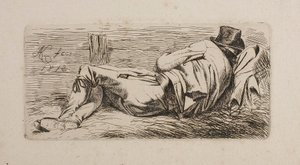 Śpiący mężczyzna na noszach autorstwa Johann Adam Klein