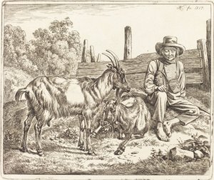 Pasterz z dwoma kozami autorstwa Johann Adam Klein