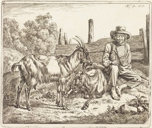 Pastuszek z dwiema kozami autorstwa Johann Adam Klein