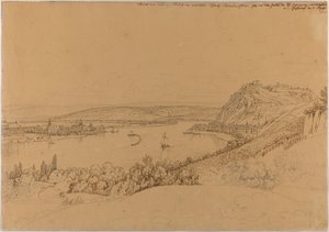Widok Koblencji z Renem i twierdzą Ehrenbreitstein (recto); Widok zamku w Heidelbergu (verso) autorstwa Johann Adam Klein