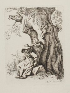 Na Nowy Rok 1820. Żona rolnika z dzieckiem autorstwa Johann Adam Klein