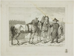 Szkoła jeździecka i konie autorstwa Johann Adolph Darnstedt