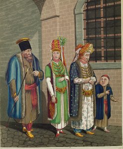 Rodzina tureckich Żydów w typowych strojach ... autorstwa Johann Adolph Opitz