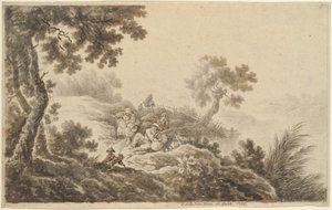 Krajobraz z podróżnikami autorstwa Johann Albrecht Dietzsch