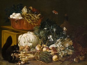 Martwa natura z wiewiórką (olej na płótnie) autorstwa Johann Amandus Wink