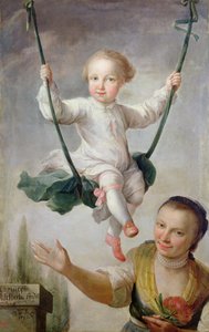 Christoph Adalbert Friedrich von Stein na huśtawce, 1768 autorstwa Johann Andreas Herrlein