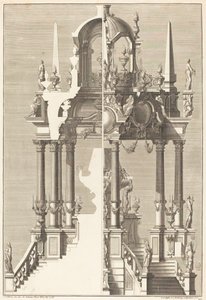 Katafalk autorstwa Johann Andreas Pfeffel I after Giuseppe Galli Bibiena
