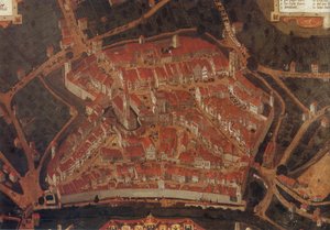 Widok na miasto Wangen (Allgäu); Policzki ratusza autorstwa Johann Andreas Rauch