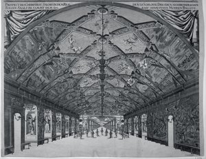 Sala Olbrzymów z baletem mauretańskim w Dreźnie w 1678 r. autorstwa Johann Atzelt