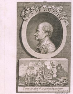 Portret pisarza, eseisty i filozofa Francois Marie Arouet de Voltaire 1694-1778