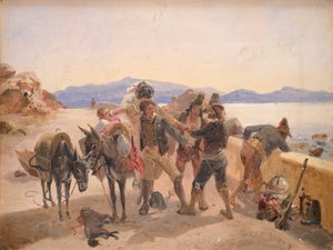 Rabusie atakują podróżników autorstwa Johann Baptist Kirner