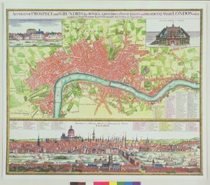 Lotnicza mapa Londynu i widok na Tamizę z South Bank, z St. Paul