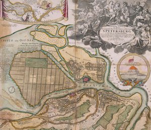 Mapa Petersburga Plan generalny Sankt Petersburga, ca. 1718-1719