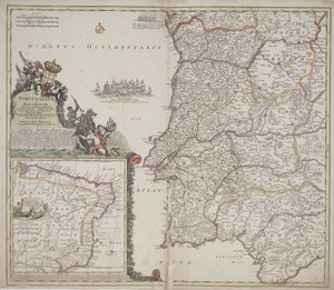 Portugalia i Algarve (Portugallia et Algarbiae), ok. 1704 (akwaforta ręcznie kolorowana) autorstwa Johann Baptista Homann