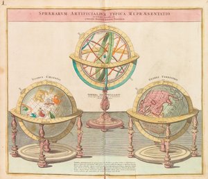 Globusy z Wielkiego Atlasu całego świata, 1725. autorstwa Johann Baptista Homann