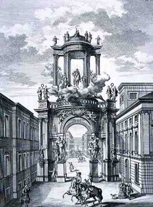 Łuk Triumfalny, Wiedeń, z „Plan architektury historycznej”, rytowany przez Johanna Adama Delsenbacha (1687-1765) 1721 (grafika)