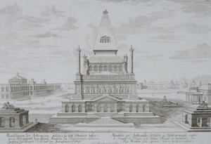 Mauzoleum w Halikarnasie, Bodrum, Turcja, z "Szkicu architektury historycznej", 1721 r. autorstwa Johann Bernhard Fischer von Erlach