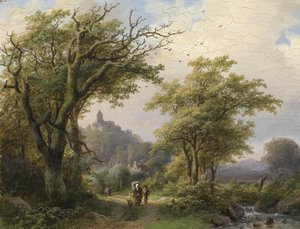 Wędrowcy nad strumieniem autorstwa Johann Bernhard Klombeck