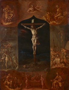 Jezus ukrzyżowany i siedem scen biblijnych autorstwa Johann Carl von Reslfeld