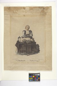 Schneckenweib Or Vendeuse Des Escargots (sprzedawca ślimaków) (ręcznie barwiona akwaforta) autorstwa Johann Christian (after) Brand