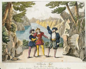 Scena z „William Tell” Gioachino Rossiniego, sztychowana przez Zincke (kolorowa grawerunek) autorstwa Johann Christian (after) Schoeller