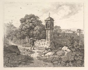 Chłop witający figurę Maryi, 1817 r. autorstwa Johann Christian Erhard