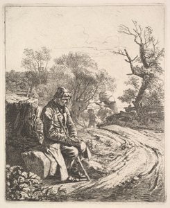 Stary człowiek siedzący na poboczu, 1818.