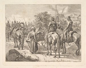 Kozacy eskortujący pułkowy Cassone, 1815. autorstwa Johann Christian Erhard
