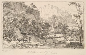 Chłop z krową i cielęciem w Unterberg koło Berchtesgaden, 1818. autorstwa Johann Christian Erhard